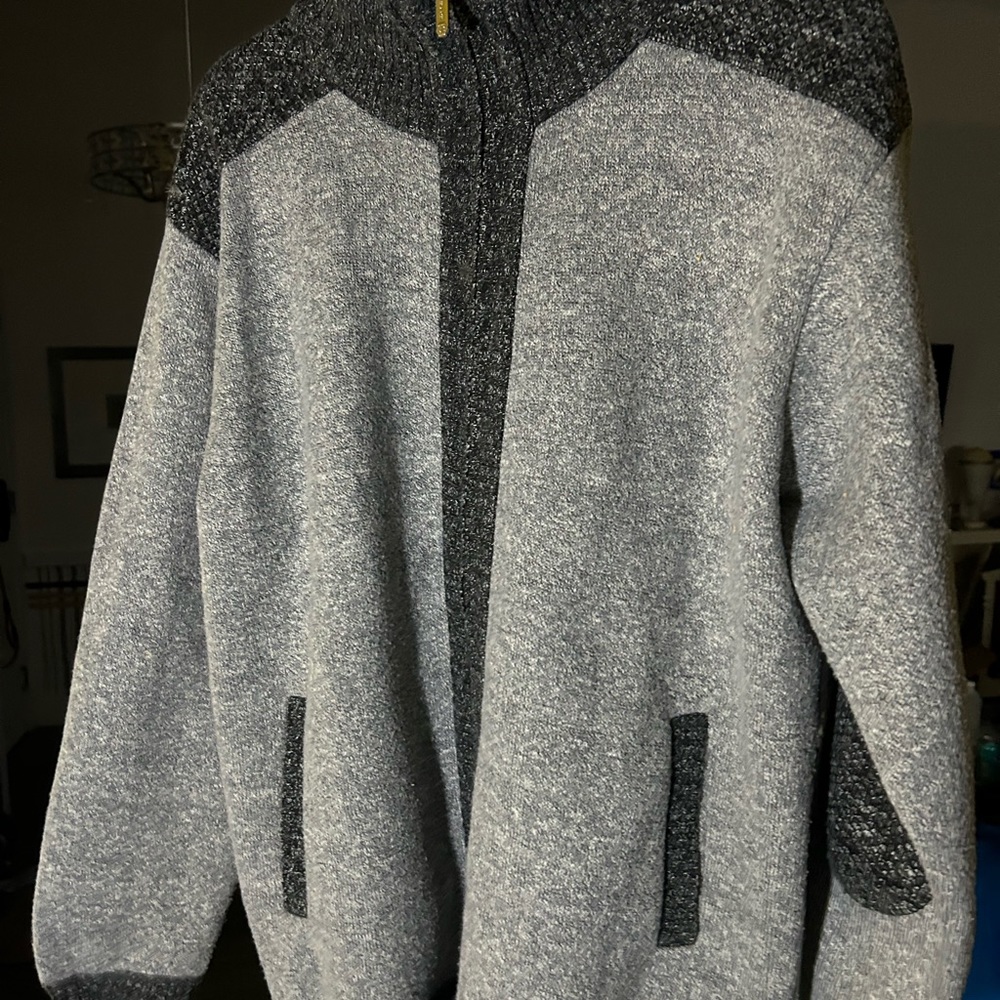 Men’s flannel lined cardigan sweater.